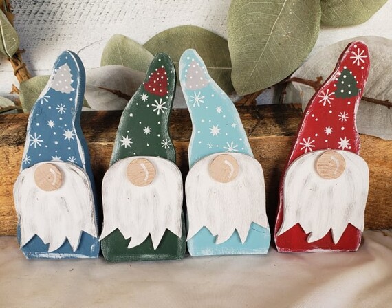 1-gnome Wood Finished Ornament Rustic Gnome Finished - Etsy