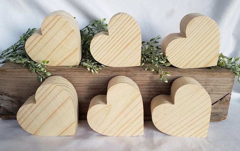 6 Chunky Rustic Heart/tiered Tray/ Wood Cut Out/ Unfinished Wood Heart/ Diy  Wedding Decor/ Home Decor/ Kids Craft/ Cutout Valentine Heart/ 