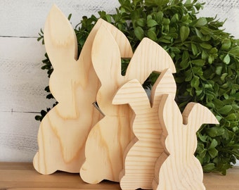 6 bunny chunky unfinished wood cutout