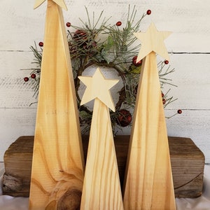 set of 3 assorted sized trees for tiered tray, table top, mantle or other winter and Christmas decor