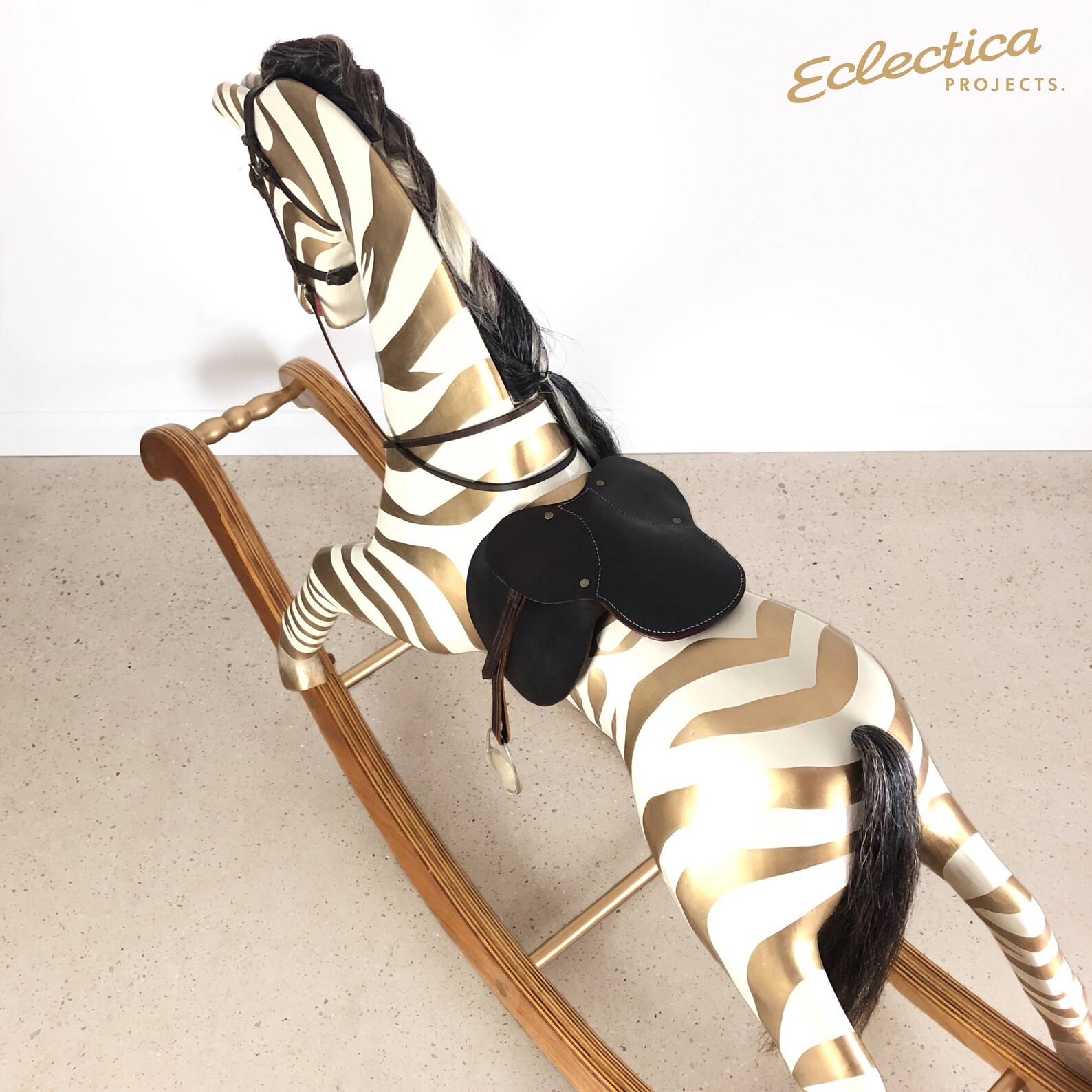 SOLD Vintage Wooden Rocking Horse Zebra on Bow Rocker Etsy