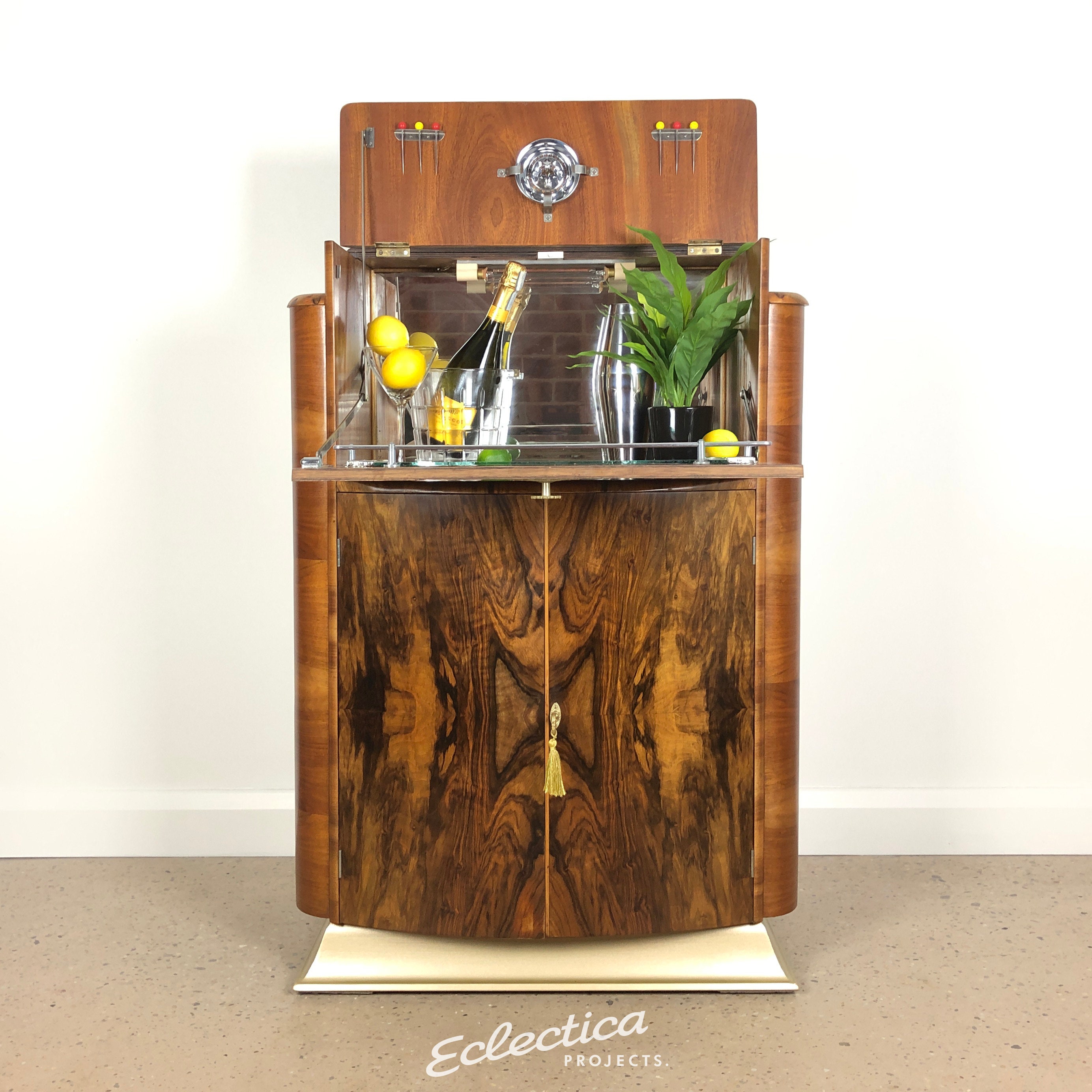 SOLD Vintage Art Deco Drinks in Walnut and Gold Etsy UK