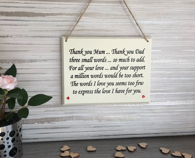 Thank You Mum/dad Gift Parents Thank You Gift Thank You Etsy