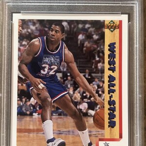 Tarjeta de baloncesto de la NBA de 1991, con calificación PSA 8, de Earvin Magic Johnson, del juego All Star de la NBA de 1991, fabricada en EE. UU.