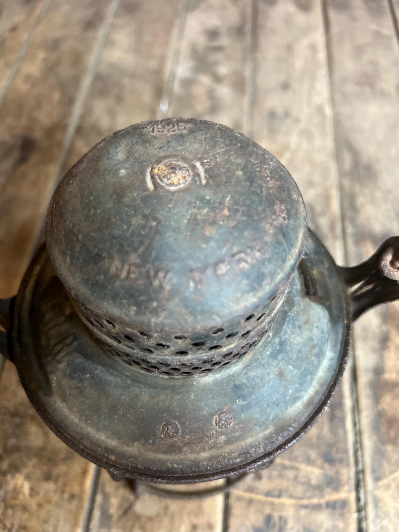 Antique 1925 LIRR Train Lantern: Etched Glass Globe, Made in USA