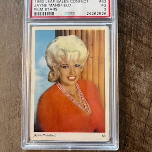 Vintage 1960 Leaf Sales Confect Jayne Mansfield - Film Stars Karte PSA GRADED 3 - Made in USA