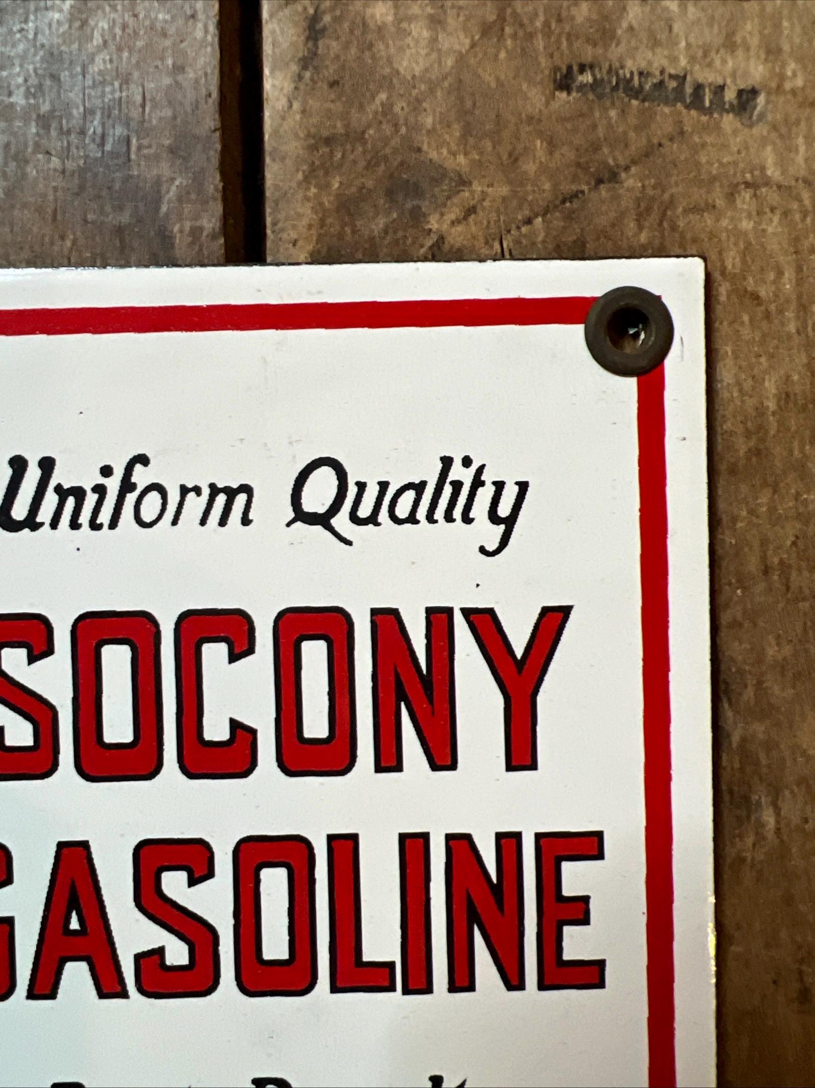 SOCONY Gasoline Porcelain Sign – Vintage Garage Art, Standard Oil