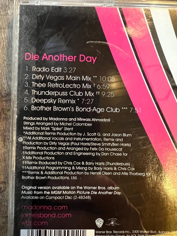 Madonna “die Another Day” CD - 2002 Warner Bros Records - Etsy