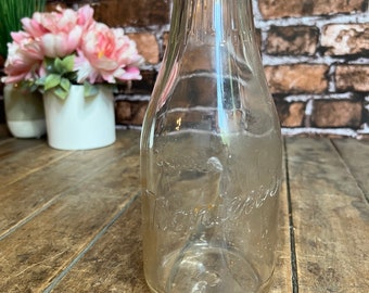 Bouteille de lait Borden's vintage des années 1920 - Ferme laitière - Bouteille de lait en verre gaufré - Made in USA - Bouteille de lait en verre rétro