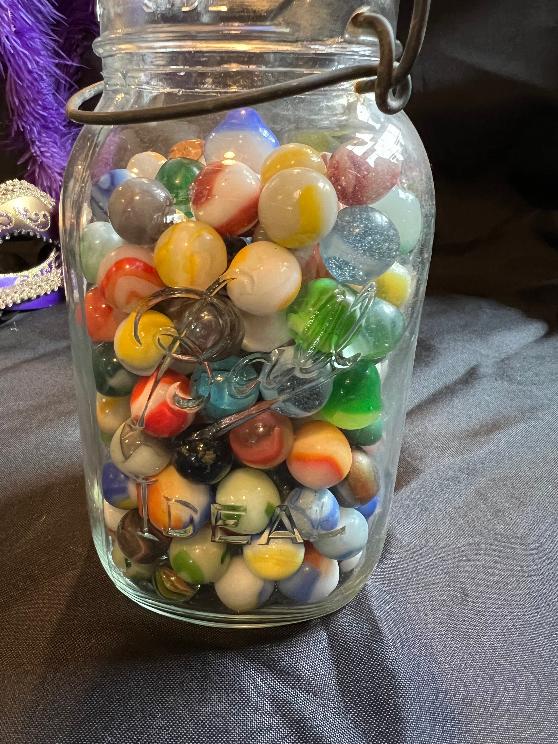 Vintage Ball Ideal Quart Mason Jar With Lid & Wire Bail Filled With