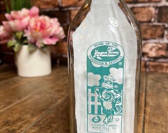 Yasgur Farm Milk Bottle - Home of the Woodstock Music Festival - Sullivan County Rock Hill NY - Retro Glass Milk Bottle