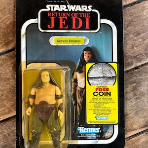 Oryginalny Kenner z 1983 r. - Gwiezdne Wojny: Powrót Jedi - RANCOR KEEPER Figurka akcji - MOC na oryginalnej nieperforowanej karcie