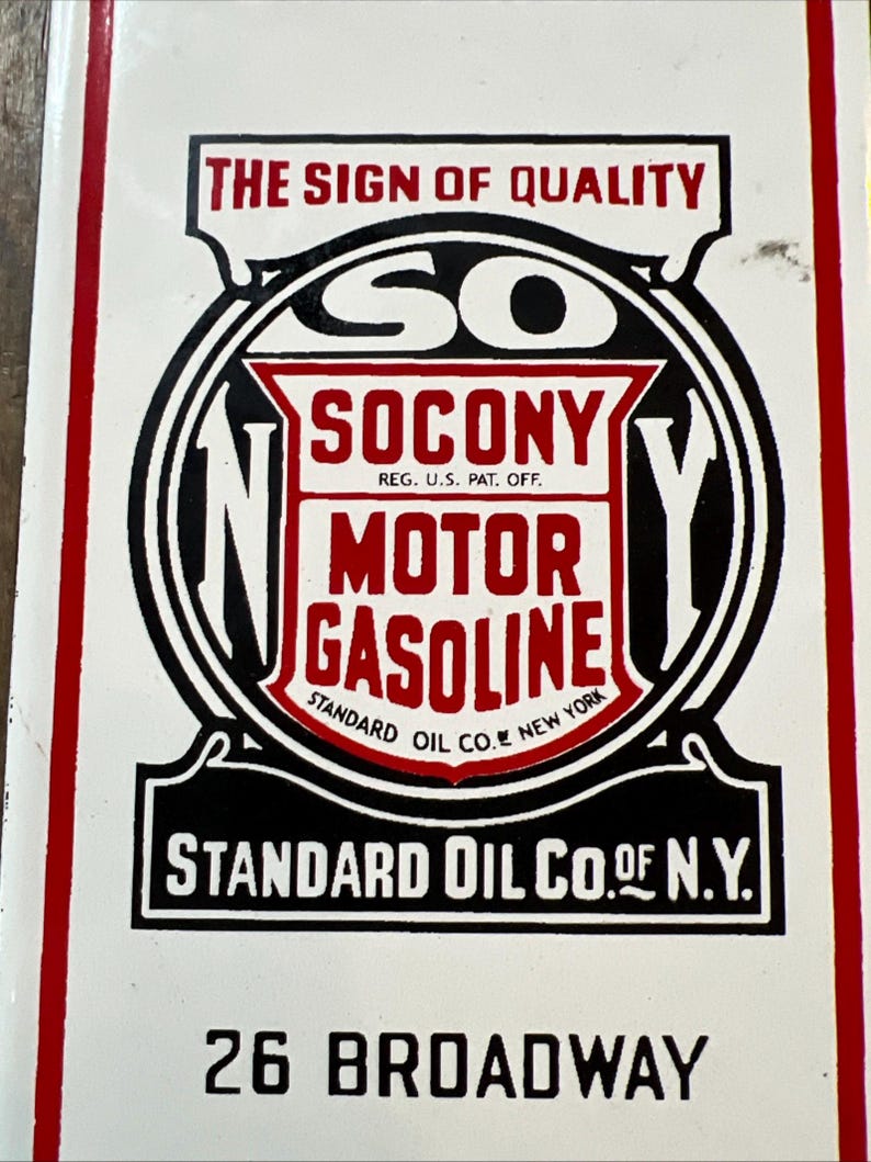 SOCONY Gasoline Porcelain Sign – Vintage Garage Art, Standard Oil NY - Etsy