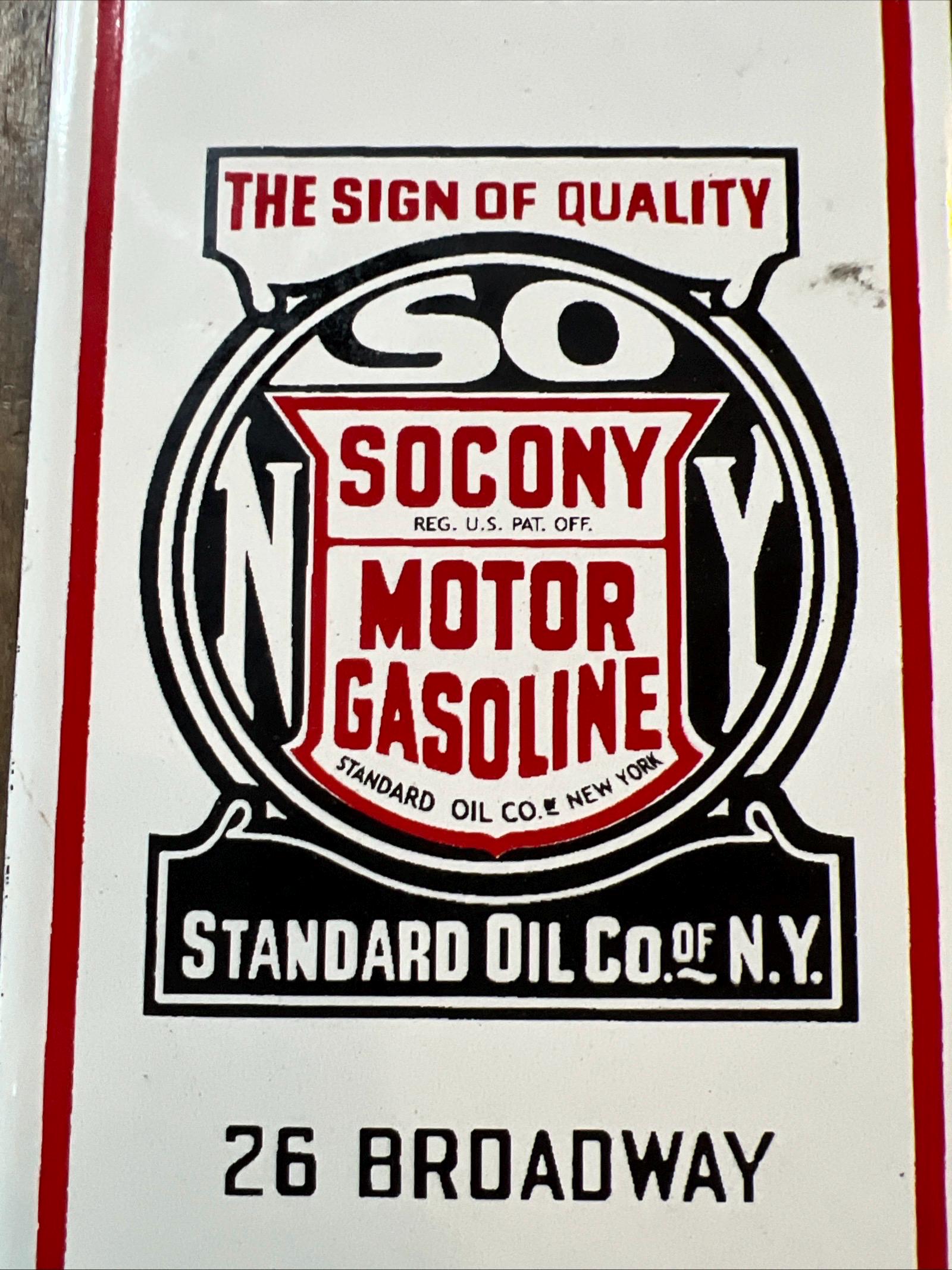 SOCONY Gasoline Porcelain Sign – Vintage Garage Art, Standard Oil