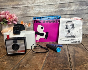 Vintage 1960s Polaroid Land Camera The Swinger Model 20 Calmera - Original box with Instructions - Rare Find