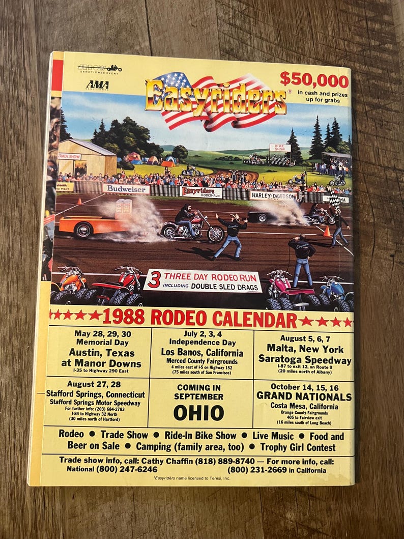 Easy Riders Rodeo Poster Vintage EASYRIDERS Magazine - July 1988 Issue - Motorcycle Collectible ...