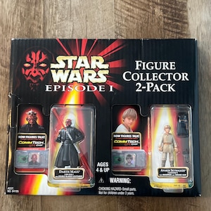 1998 Hasbro Star Wars - Episode 1 - Darth Maul & Anakin Skywalker Actionfiguren 2 Pack - Commtech Chip - Versiegelt auf original Karte MOC