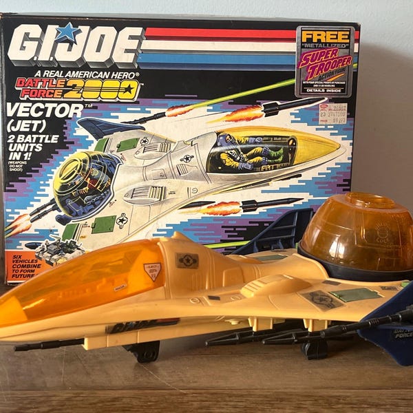 1987 Hasbro GI Joe Battle Force 2000 - VECTOR Jet & Original Box - ARAH