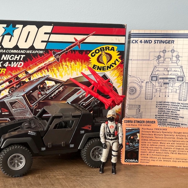 1984 GI JOE Cobra Night Attack 4-WD Stinger with Driver – Complete Original Box