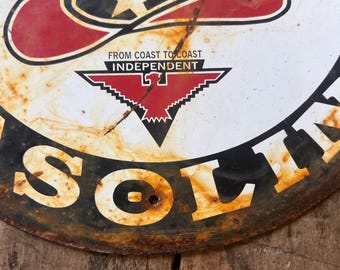 Vintage Red Hat Motor Oil Gasoline Sign - Gas Pump Plate, Coast to