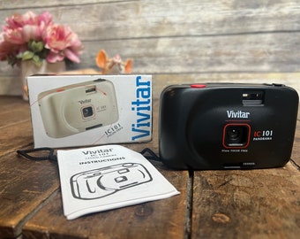 Vintage 1990s Vivitar 1C101 Panorama Camera - 35mm Focus Free Point and Shoot Camera - Film Camera - NOS in Original box with Instructions