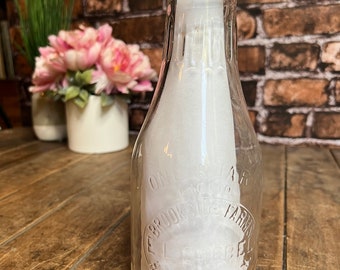 Vintage 1920s EL Coebel Brookside Farms Haverstraw NY Milk Bottle - Dairy Farm  - Embossed Glass Milk Bottle - Made in USA