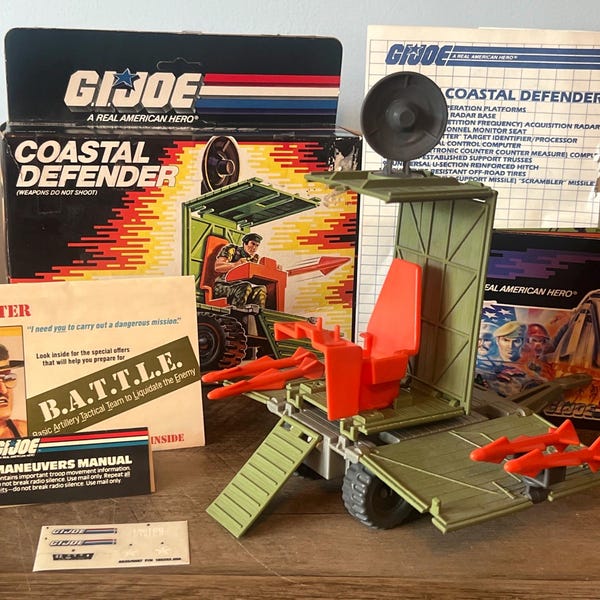 1987 Hasbro GI JOE - Coastal Defender & Original Box and Blueprints