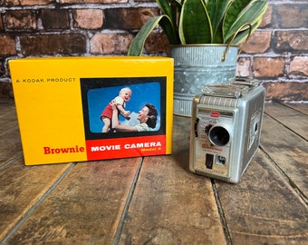 Vintage 1960s Kodak Brownie Movie Camera Model 2 No. 77 - Original Box - 8mm Movie Camera - Made in USA - Rochester NY