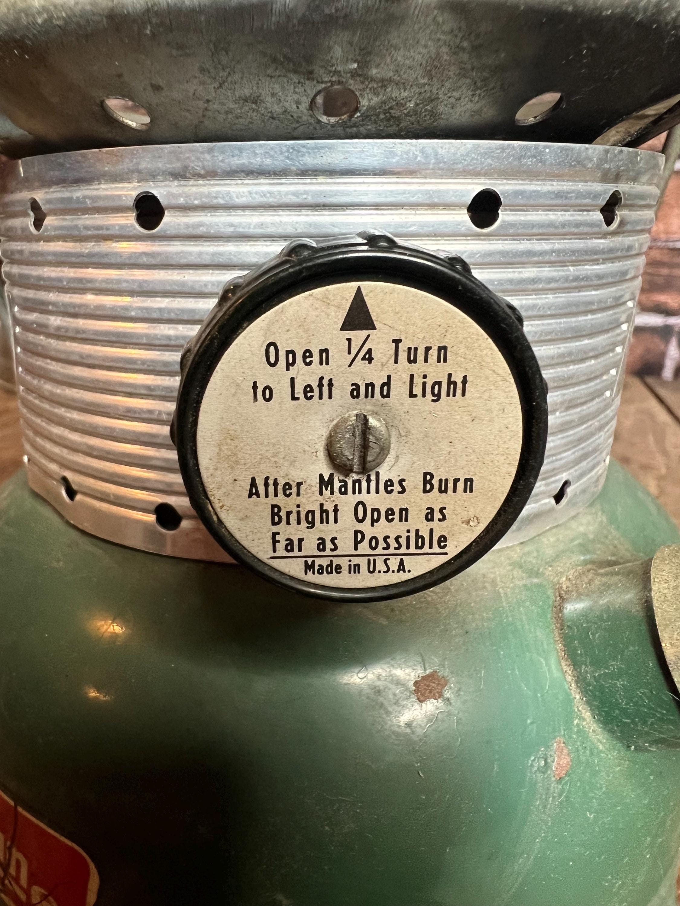 Vintage 1960s Coleman Lantern 220F: Green Camping Lantern With