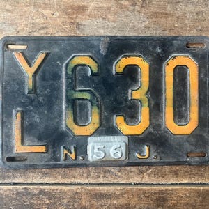 Antique 1956 New Jersey License Plate - Retro Garage Decor - Man Cave - Made in USA - Antique Car License Plate