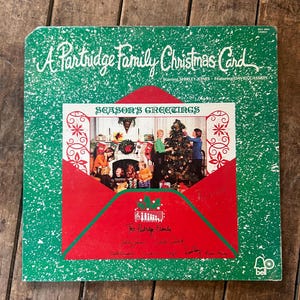 Cartão de Natal da família Partridge de 1972 - Disco LP original - Bell Records - Disco de vinil retrô - Pop Rock de Natal