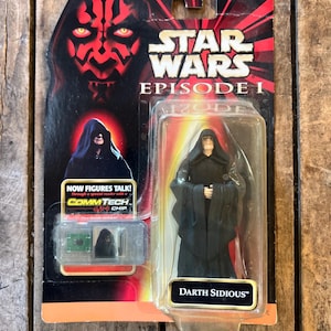1998 Hasbro Star Wars - Episode 1 - Darth Sidious Actionfigur - Commtech Chip - Versiegelt auf Original Karte MOC