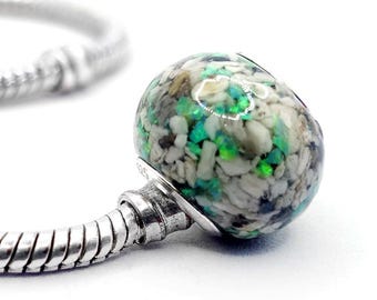 Memorial pet ashes bead with opal for Pandora bracelet