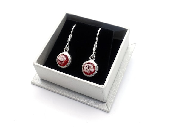 Sterling silver drop earrings with coloured resin stone (6mm) - hair or pet ashes