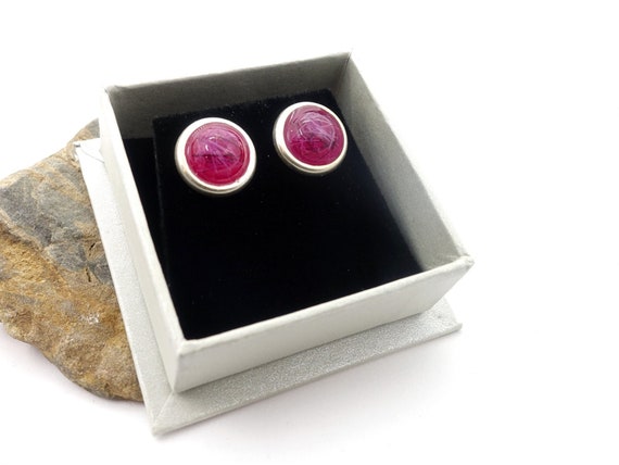 Sterling silver stud earrings with coloured resin stone - hair or pet ashes