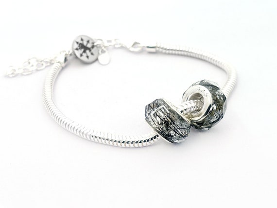 Faceted horse or pet hair European-style (Pandora) charm bracelet bead