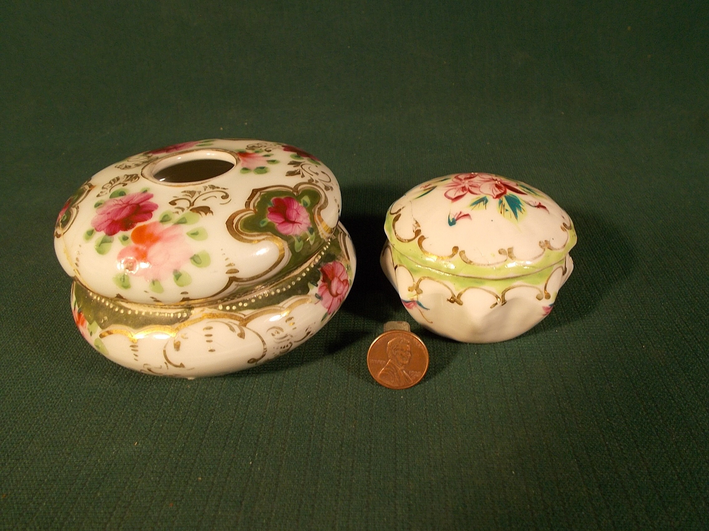 Dresser Vanity Box Jar Lot of 2 Porcelain/covered Etsy