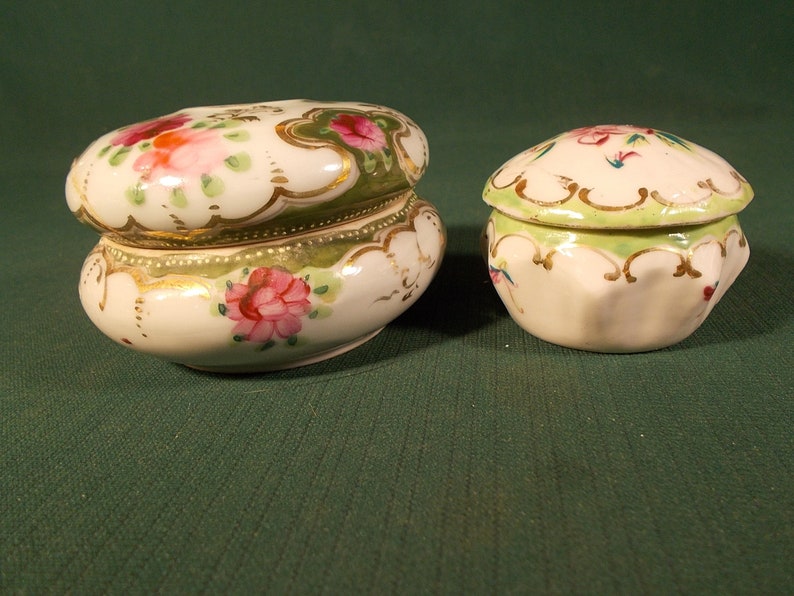 Dresser Vanity Box Jar Lot of 2 Porcelain/covered Etsy