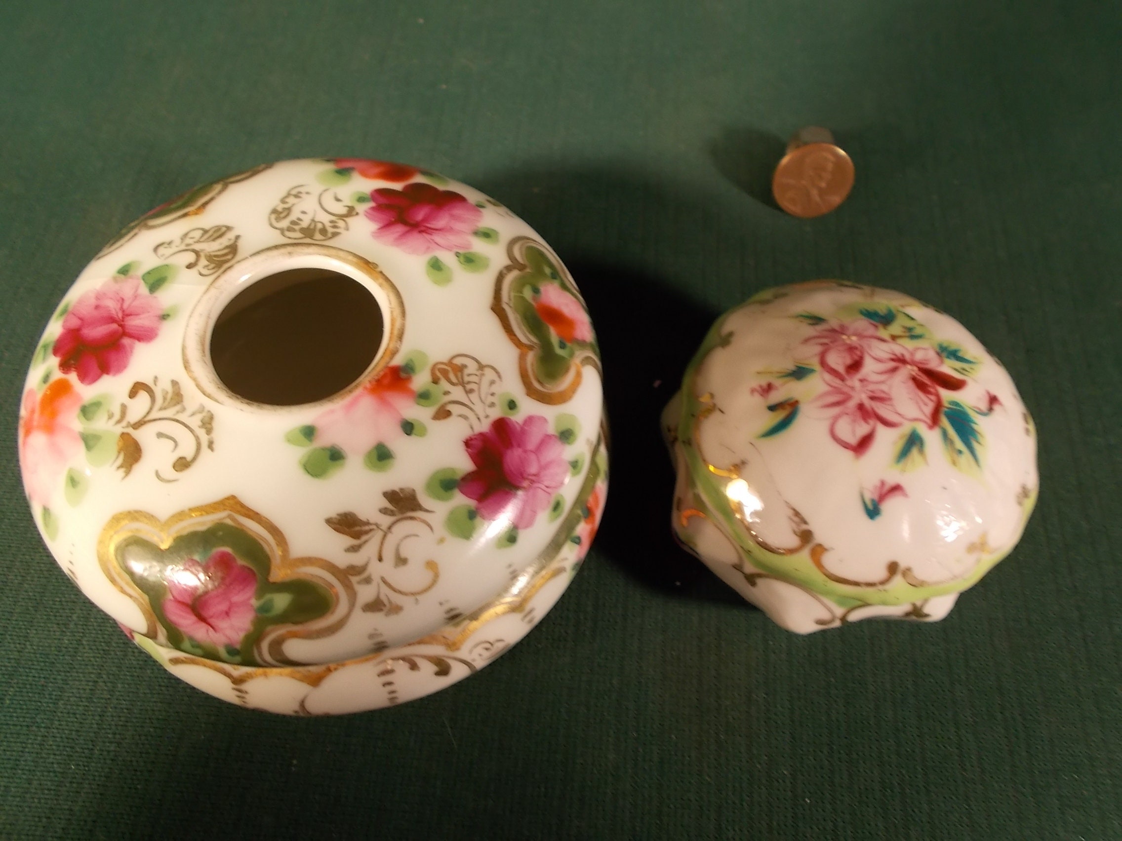 Dresser Vanity Box Jar Lot of 2 Porcelain/covered Etsy