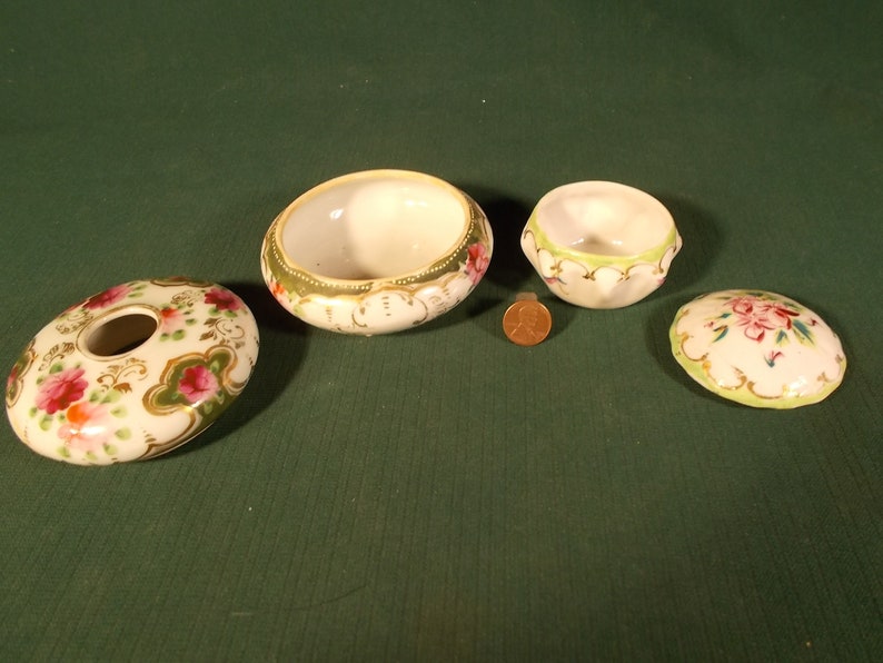 Dresser Vanity Box Jar Lot of 2 Porcelain/covered Etsy