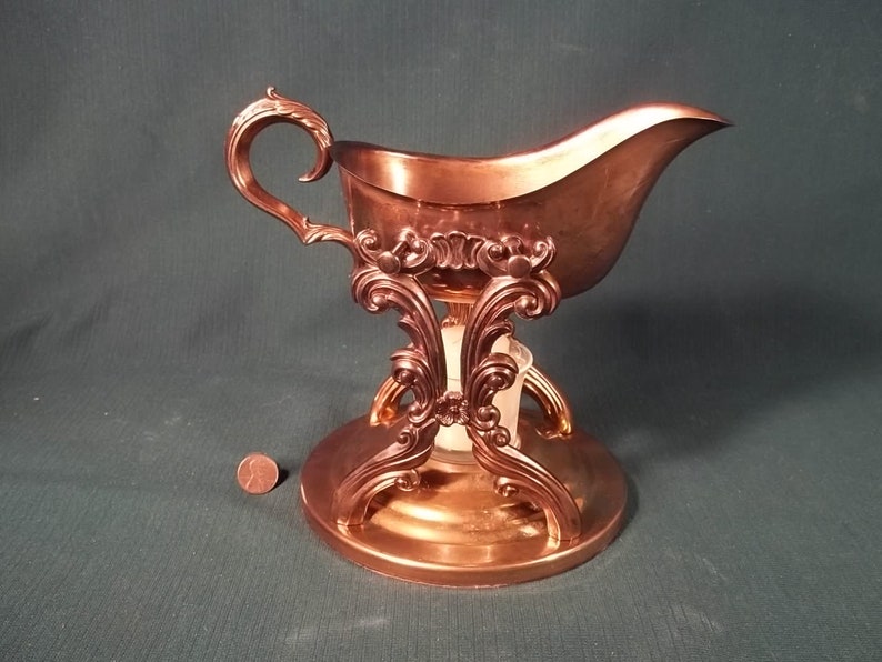 Copper Sauce Gravy Boat Candle Heated Warmer Server Etsy