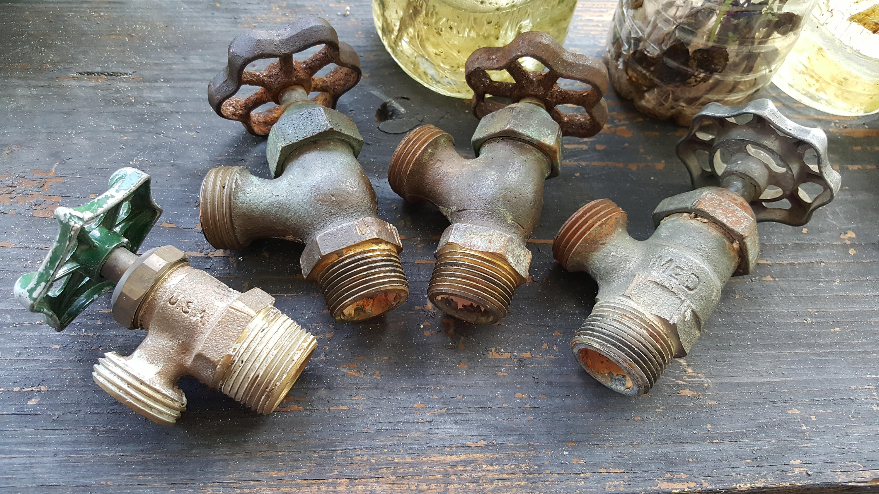 Outdoor faucet,Salvaged brass garden faucets, water spigots from