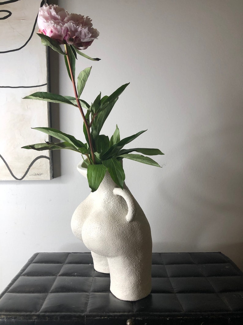 Female Curvy Cheek Body Vase Art Piece Booty Decorative Planter Cheeky Centerpiece Nude Body Textured Art image 2