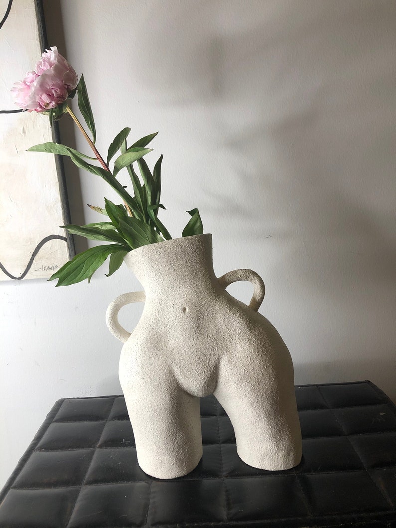 Female Curvy Cheek Body Vase Art Piece Booty Decorative Planter Cheeky Centerpiece Nude Body Textured Art image 1