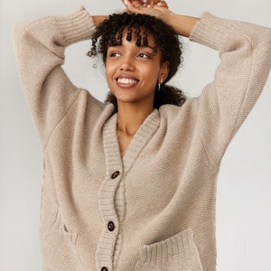 Chunky knit beige cardigan hot sale