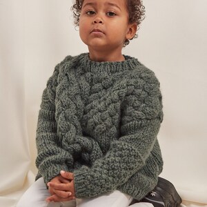 Hand Knit Alpaca Wool Sweater, Cable Knit Chunky Jumper, Baby and Toddler Clothing, Clothes for Girls and Boys, Mommy to Be Gift