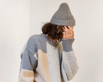 Slouchy, minimaliste, bonnet en tricot pour hommes et femmes, cadeaux scandinaves unisexes, bonnet de pêcheur côtelé, accessoires tricotés