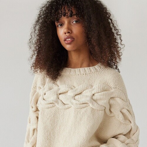 Handmade Chunky Knit Embroidered 