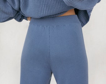 Pantalon en tricot de laine mérinos confortable pour femme, tricots durables au design bohème, cadeau parfait pour maman ou pour elle-même, vêtements de détente ou vêtements de sport de yoga