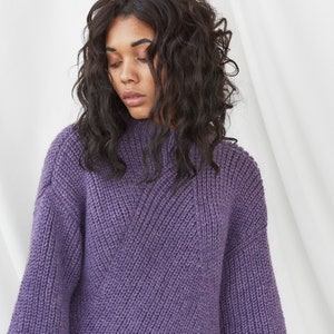 Boho Hand Knit Lavender Long Sweater 